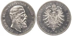 5 Mark Reino de Prusia (1701-1918) Plata Federico III de Alemania (1831-1888)