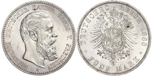 5 Mark Reino de Prusia (1701-1918) Plata Federico III de Alemania (1831-1888)