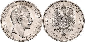 5 Mark Reino de Prusia (1701-1918) Plata Wilhelm II, German Emperor (1859-1941)