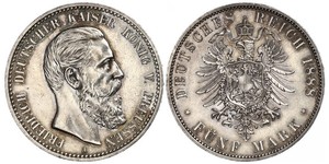 5 Mark Reino de Prusia (1701-1918) Plata Federico III de Alemania (1831-1888)