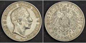 5 Mark Reino de Prusia (1701-1918) Plata Wilhelm II, German Emperor (1859-1941)