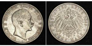 5 Mark Reino de Prusia (1701-1918) Plata Wilhelm II, German Emperor (1859-1941)