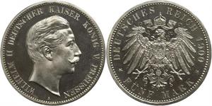 5 Mark Reino de Prusia (1701-1918) Plata Wilhelm II, German Emperor (1859-1941)