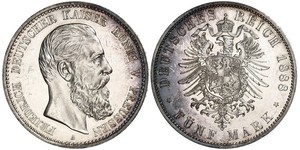 5 Mark Reino de Prusia (1701-1918) Plata Federico III de Alemania (1831-1888)