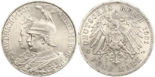 5 Mark Reino de Prusia (1701-1918) Plata Wilhelm II, German Emperor (1859-1941)