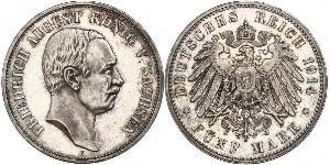 5 Mark Reino de Sajonia (1806 - 1918) Plata Federico Augusto III de Sajonia (1865-1932)