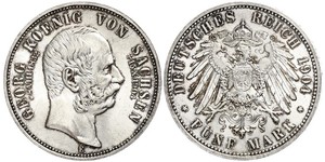 5 Mark Reino de Sajonia (1806 - 1918) Plata Jorge I de Sajonia