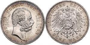 5 Mark Reino de Sajonia (1806 - 1918) Plata Jorge I de Sajonia