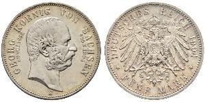 5 Mark Reino de Sajonia (1806 - 1918) Plata Jorge I de Sajonia