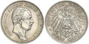 5 Mark Reino de Sajonia (1806 - 1918) Plata Federico Augusto III de Sajonia (1865-1932)