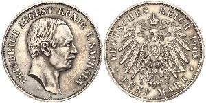 5 Mark Reino de Sajonia (1806 - 1918) Plata Federico Augusto III de Sajonia (1865-1932)