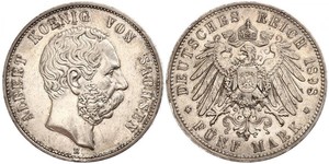 5 Mark Reino de Sajonia (1806 - 1918) Plata Alberto I de Sajonia