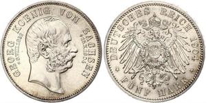 5 Mark Reino de Sajonia (1806 - 1918) Plata Jorge I de Sajonia