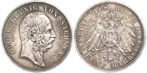 5 Mark Reino de Sajonia (1806 - 1918) Plata Jorge I de Sajonia