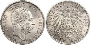 5 Mark Reino de Sajonia (1806 - 1918) Plata Alberto I de Sajonia