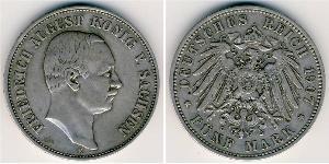 5 Mark Reino de Sajonia (1806 - 1918) Plata Federico Augusto III de Sajonia (1865-1932)