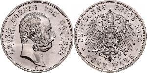 5 Mark Reino de Sajonia (1806 - 1918) Plata Jorge I de Sajonia