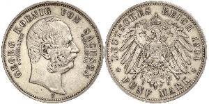 5 Mark Reino de Sajonia (1806 - 1918) Plata Jorge I de Sajonia