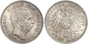 5 Mark Reino de Sajonia (1806 - 1918) Plata Alberto I de Sajonia