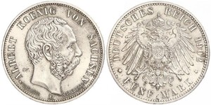 5 Mark Reino de Sajonia (1806 - 1918) Plata Alberto I de Sajonia