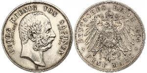 5 Mark Reino de Sajonia (1806 - 1918) Plata Jorge I de Sajonia