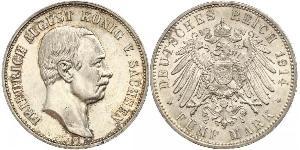 5 Mark Reino de Sajonia (1806 - 1918) Plata Federico Augusto III de Sajonia (1865-1932)