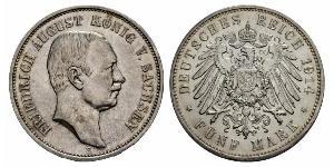 5 Mark Reino de Sajonia (1806 - 1918) Plata Federico Augusto III de Sajonia (1865-1932)