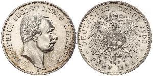 5 Mark Reino de Sajonia (1806 - 1918) Plata Federico Augusto III de Sajonia (1865-1932)