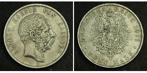 5 Mark Reino de Sajonia (1806 - 1918) Plata Alberto I de Sajonia