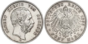 5 Mark Reino de Sajonia (1806 - 1918) Plata Alberto I de Sajonia