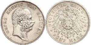 5 Mark Reino de Sajonia (1806 - 1918) Plata Jorge I de Sajonia