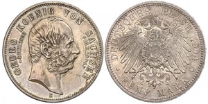 5 Mark Reino de Sajonia (1806 - 1918) Plata Jorge I de Sajonia