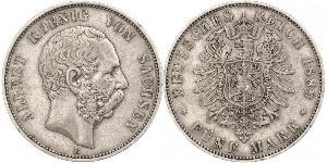 5 Mark Reino de Sajonia (1806 - 1918) Plata Alberto I de Sajonia