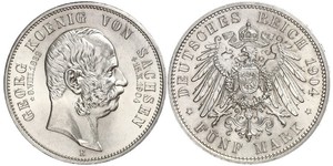 5 Mark Reino de Sajonia (1806 - 1918) Plata Jorge I de Sajonia