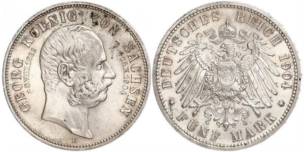 5 Mark Reino de Sajonia (1806 - 1918) Plata Jorge I de Sajonia