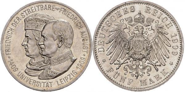 5 Mark Reino de Sajonia (1806 - 1918) Plata Federico Augusto III de Sajonia (1865-1932)
