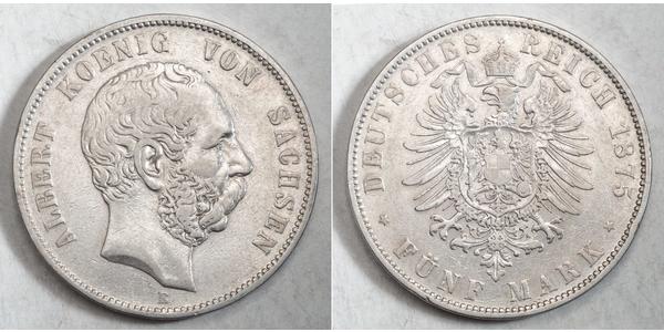 5 Mark Reino de Sajonia (1806 - 1918) Plata Alberto I de Sajonia