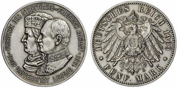 5 Mark Reino de Sajonia (1806 - 1918) Plata Federico Augusto III de Sajonia (1865-1932)
