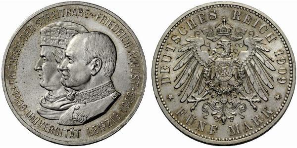 5 Mark Reino de Sajonia (1806 - 1918) Plata Federico Augusto III de Sajonia (1865-1932)