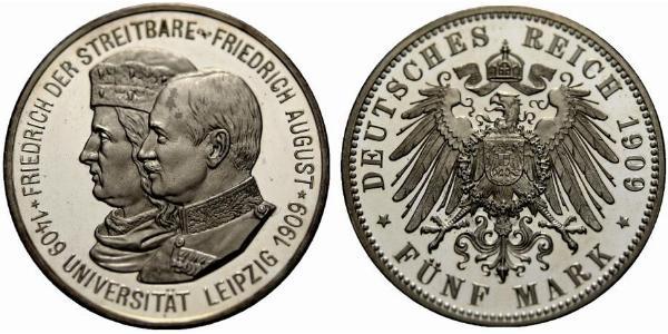 5 Mark Reino de Sajonia (1806 - 1918) Plata Federico Augusto III de Sajonia (1865-1932)