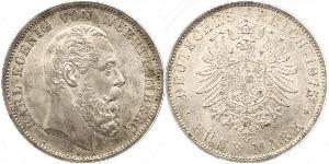 5 Mark Reino de Wurtemberg (1806-1918) Plata Carlos I de Wurtemberg