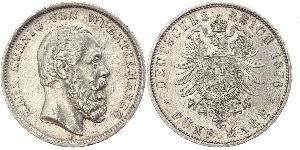 5 Mark Reino de Wurtemberg (1806-1918) Plata Carlos I de Wurtemberg