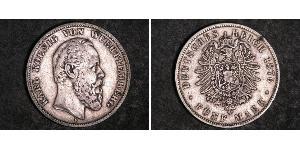 5 Mark Reino de Wurtemberg (1806-1918) Plata Carlos I de Wurtemberg