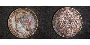 5 Mark Reino de Wurtemberg (1806-1918) Plata Wilhelm II, German Emperor (1859-1941)