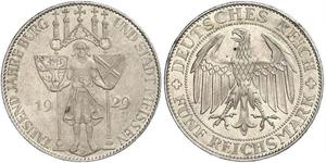 5 Mark República de Weimar (1918-1933) Plata 