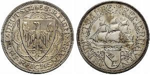 5 Mark República de Weimar (1918-1933) Plata 