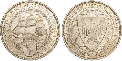 5 Mark República de Weimar (1918-1933) Plata 