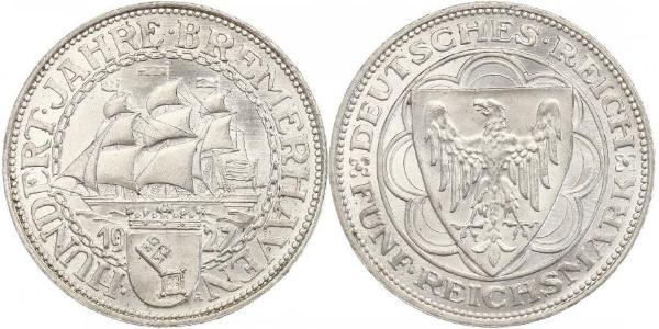 5 Mark República de Weimar (1918-1933) Plata 