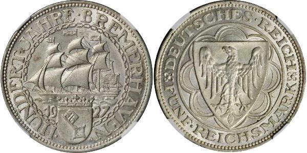 5 Mark República de Weimar (1918-1933) Plata 