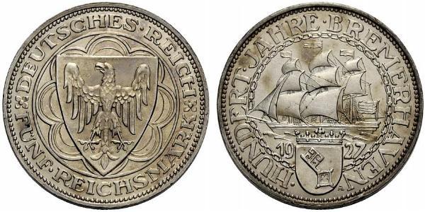5 Mark República de Weimar (1918-1933) Plata 